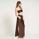 Vestido de playa - Half Naked Swim - ISA DRESS - CHOCOLATE WITH TRIM